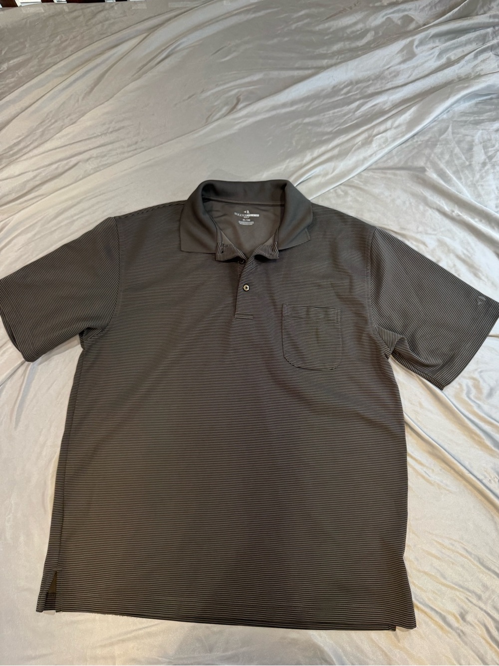 Grand Slam Golf Mens XL Gray Striped Performance Polo Shirt